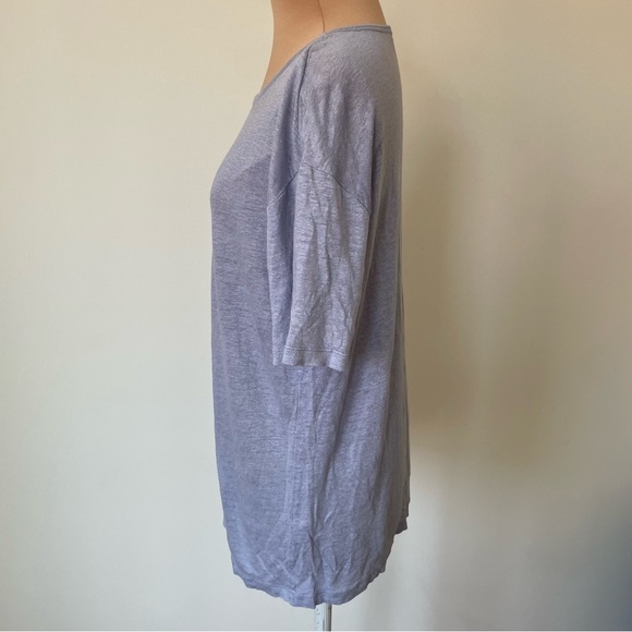 T Alexander Wang Pearl Blue Linen Silk Jersey Oversized Short Sleeve Tee Size XS - Picture 2 of 8
